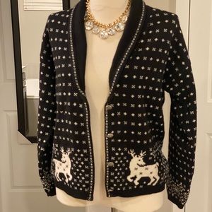 Pendleton wool holiday reindeer wool sweater cardigan